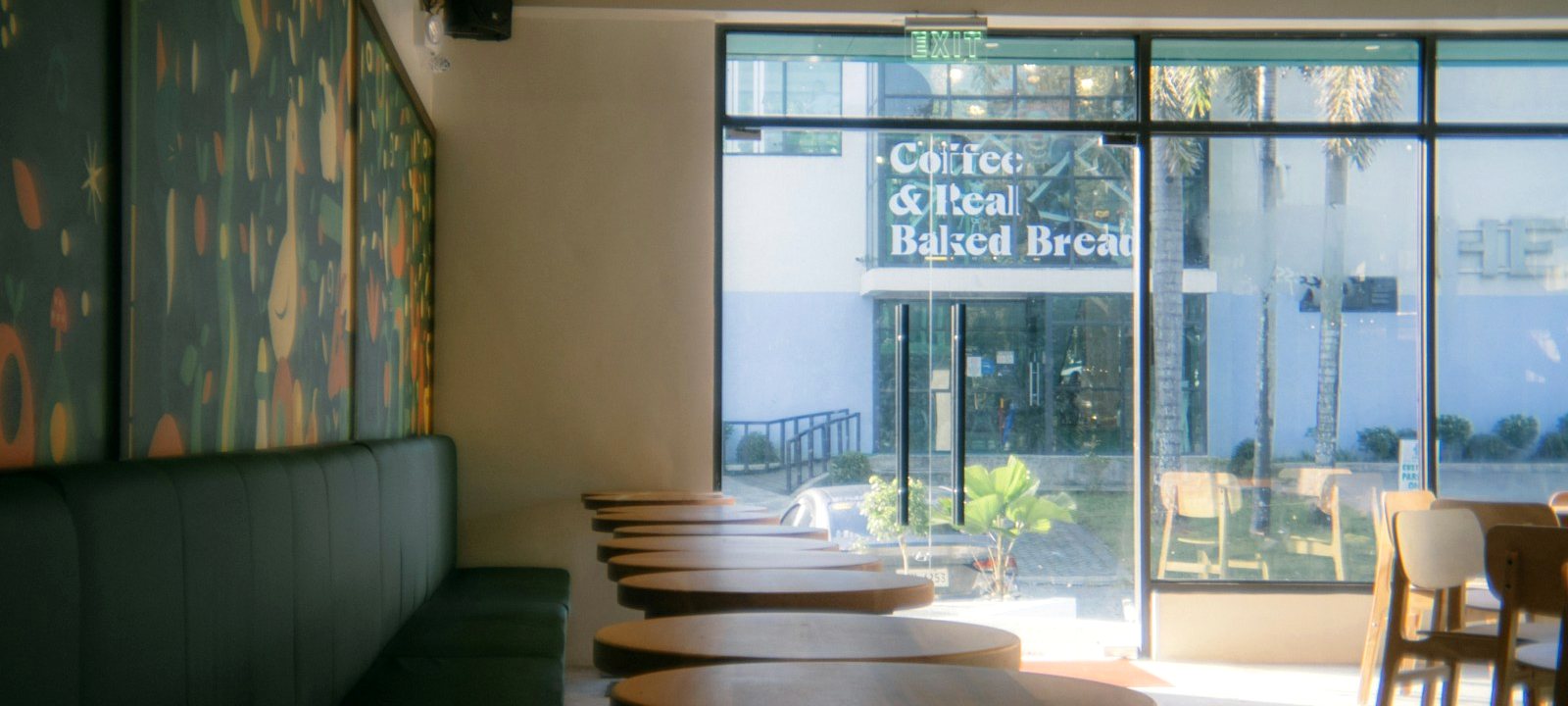 Cozy coffee shop interior with natural morning light