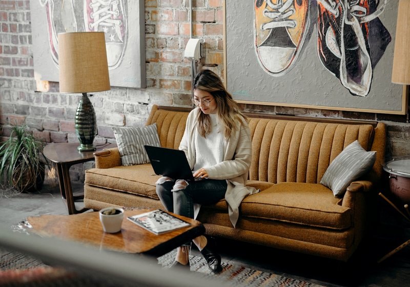 Person working alone from home on a laptop